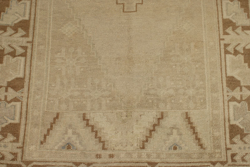 4x9 Ivory and Beige Turkish Tribal Rug