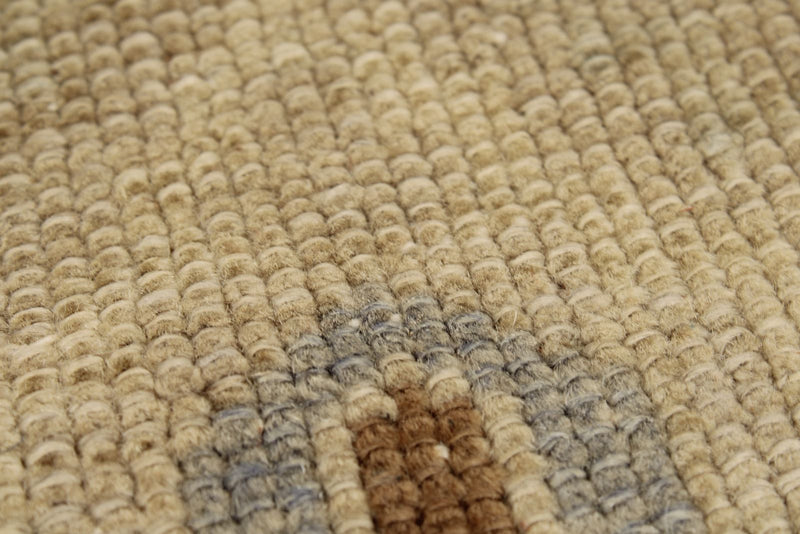 4x9 Ivory and Beige Turkish Tribal Rug