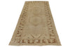 4x9 Ivory and Beige Turkish Tribal Rug