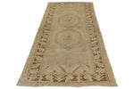 4x9 Ivory and Beige Turkish Tribal Rug