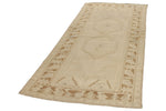 4x9 Ivory and Beige Turkish Tribal Rug