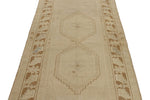 4x9 Ivory and Beige Turkish Tribal Rug