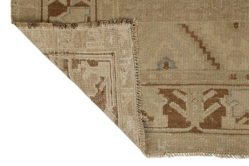 4x9 Ivory and Beige Turkish Tribal Rug