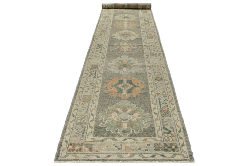 3x17 Gray and Ivory Turkish Oushak Runner