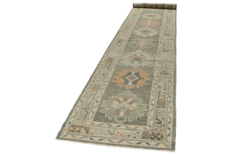 3x17 Gray and Ivory Turkish Oushak Runner