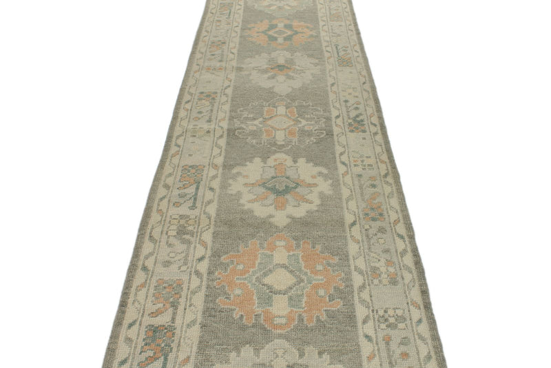3x17 Gray and Ivory Turkish Oushak Runner