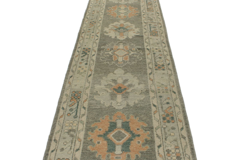 3x17 Gray and Ivory Turkish Oushak Runner