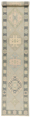 3x17 Light Gray and Gray Turkish Oushak Runner