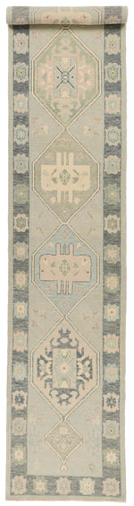 3x17 Light Gray and Gray Turkish Oushak Runner
