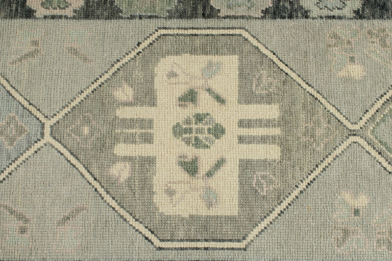 3x17 Light Gray and Gray Turkish Oushak Runner