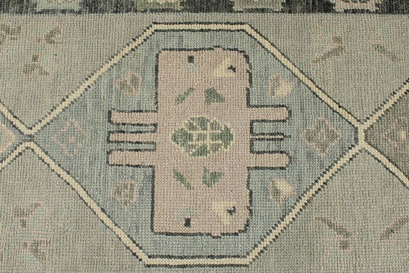 3x17 Light Gray and Gray Turkish Oushak Runner