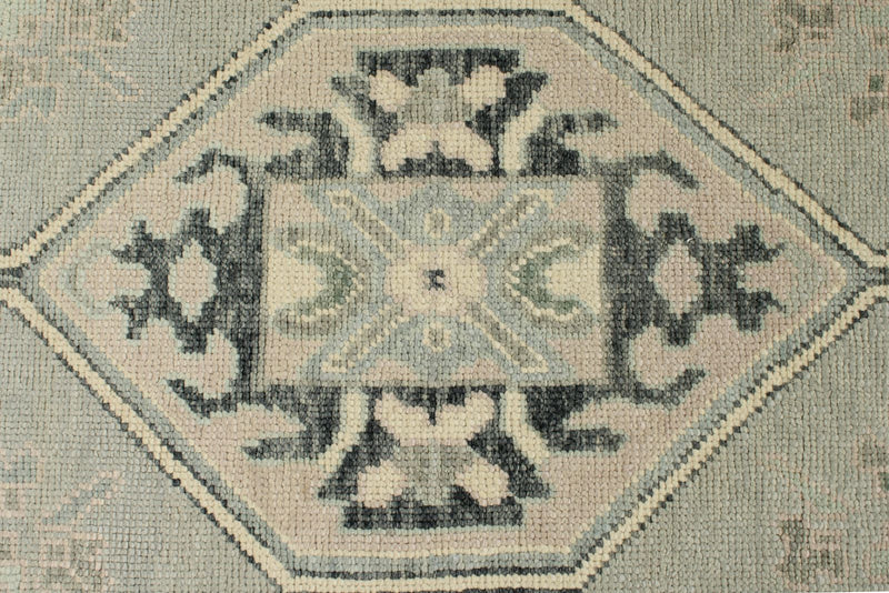 3x17 Light Gray and Gray Turkish Oushak Runner