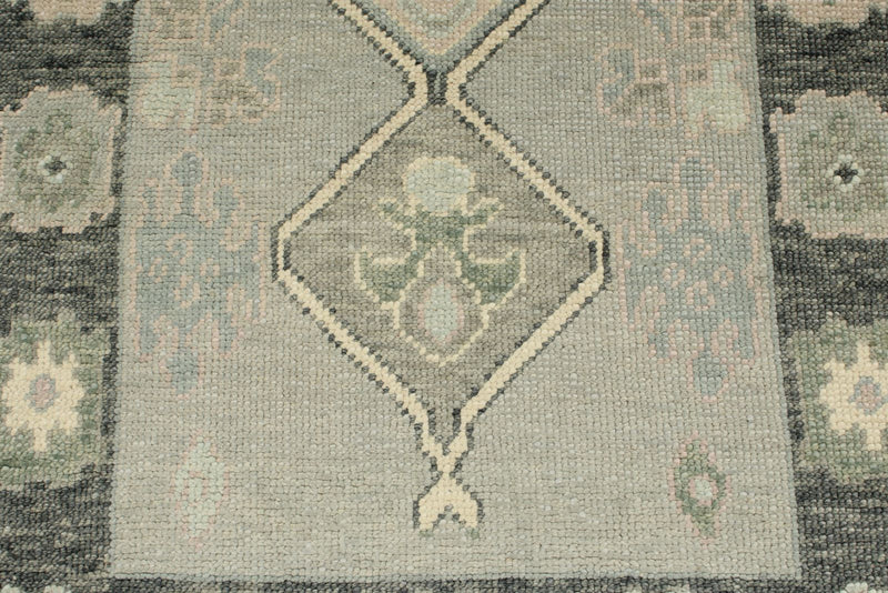 3x17 Light Gray and Gray Turkish Oushak Runner