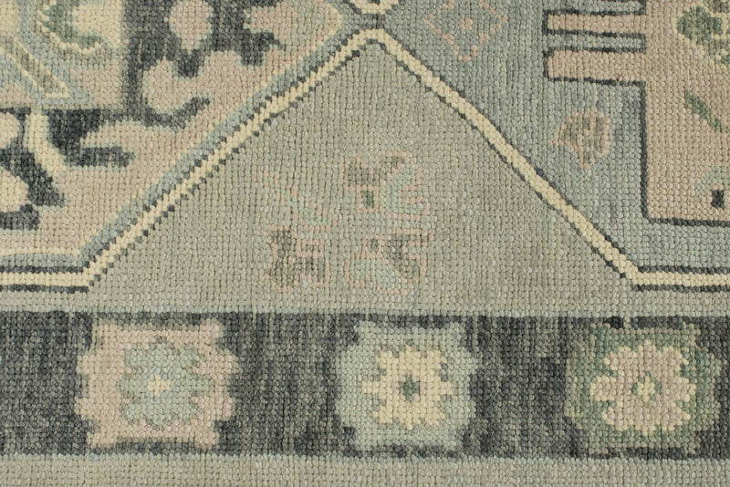 3x17 Light Gray and Gray Turkish Oushak Runner