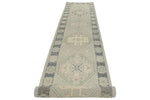 3x17 Light Gray and Gray Turkish Oushak Runner