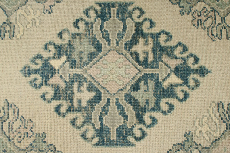 3x10 Beige and Multicolor Turkish Oushak Runner