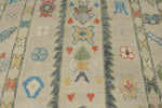 7x10 Ivory and Multicolor Turkish Oushak Rug