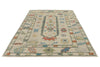 7x10 Ivory and Multicolor Turkish Oushak Rug