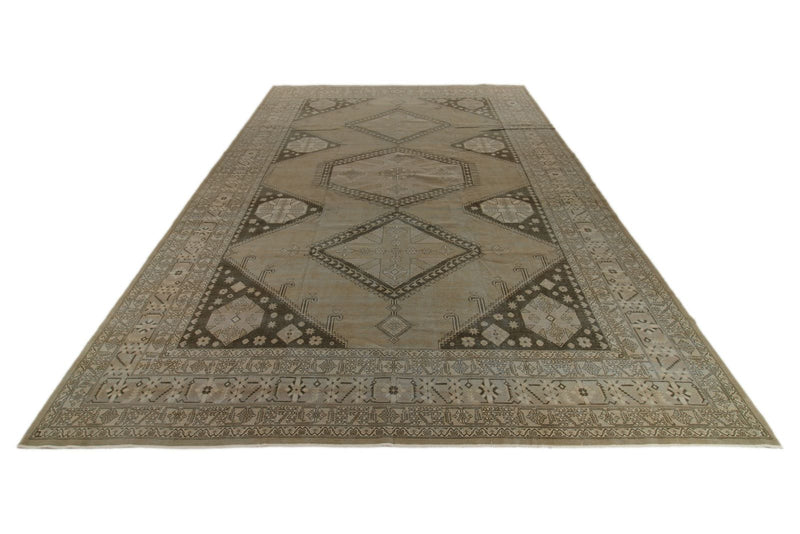 11x17 Light Green and Light Brown Persian Traditional Rug