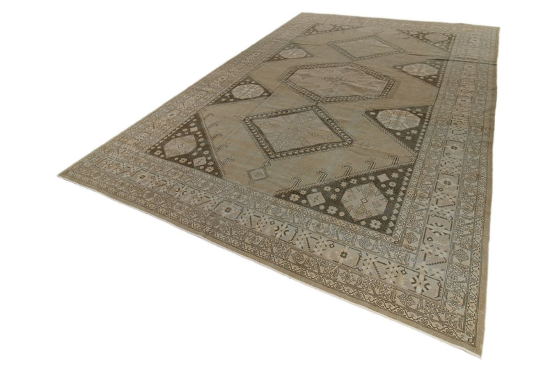 11x17 Light Green and Light Brown Persian Traditional Rug