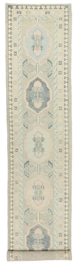 3x16 Gray and Ivory Turkish Oushak Runner