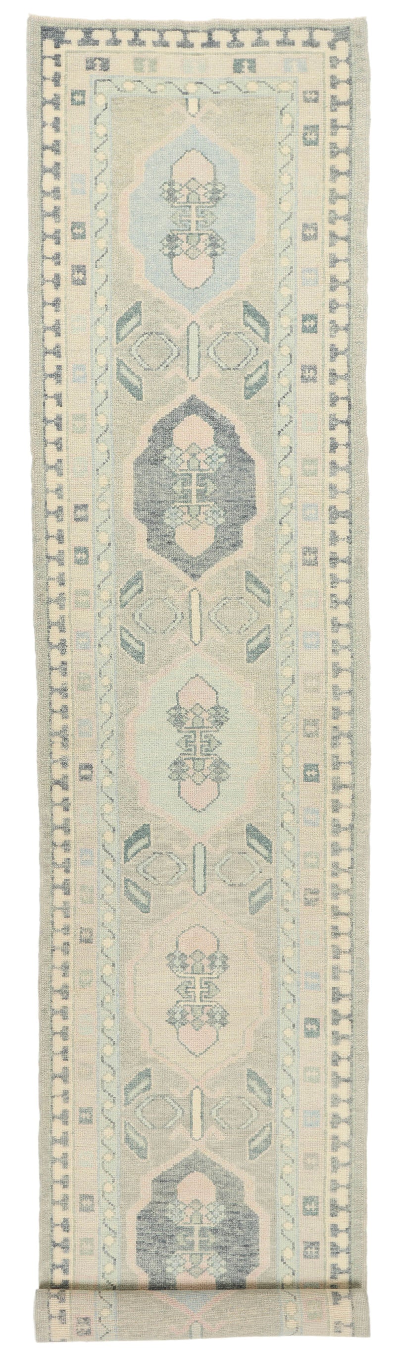 3x16 Gray and Ivory Turkish Oushak Runner