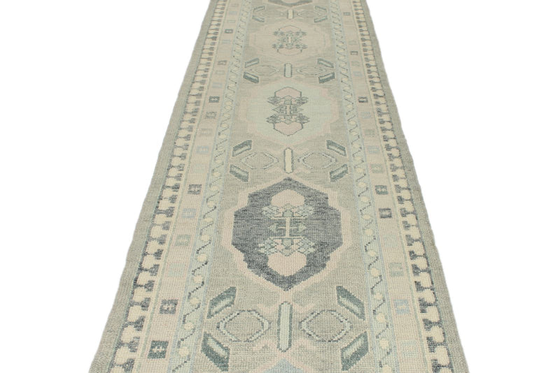 3x16 Gray and Ivory Turkish Oushak Runner