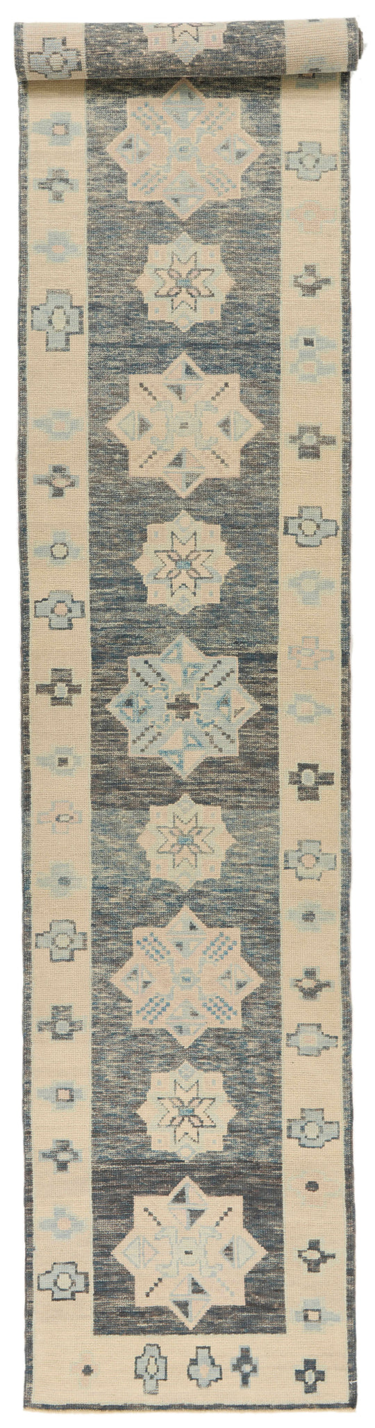 3x17 Gray and Ivory Turkish Oushak Runner
