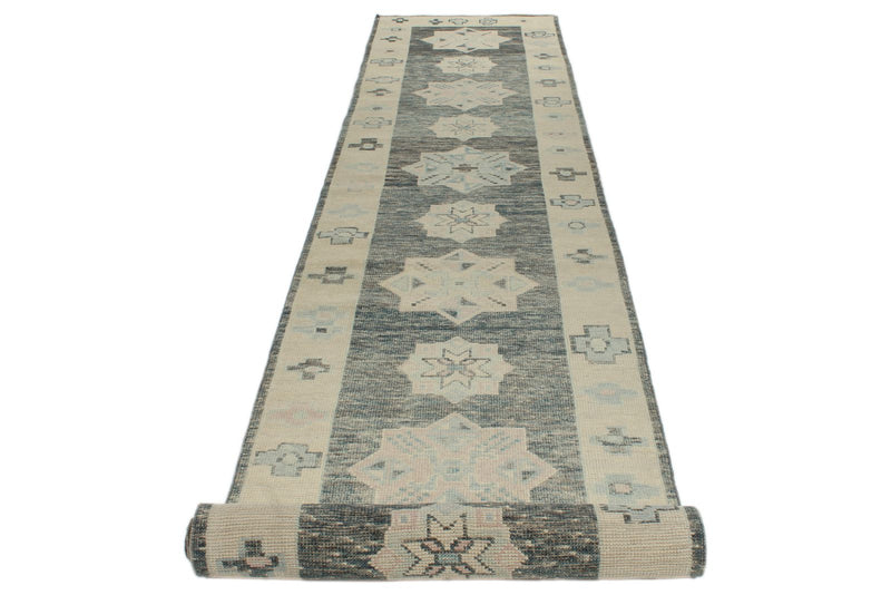 3x17 Gray and Ivory Turkish Oushak Runner