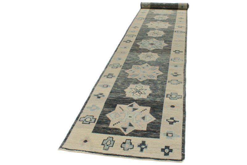 3x17 Gray and Ivory Turkish Oushak Runner