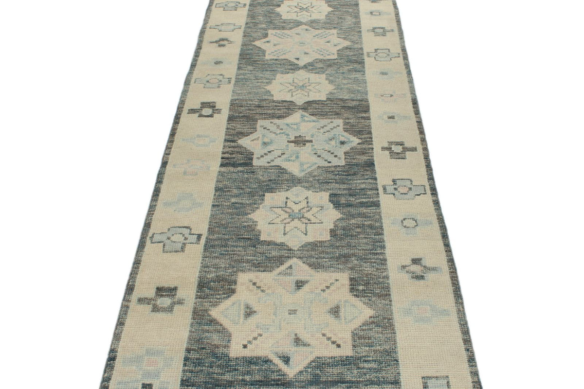 3x17 Gray and Ivory Turkish Oushak Runner