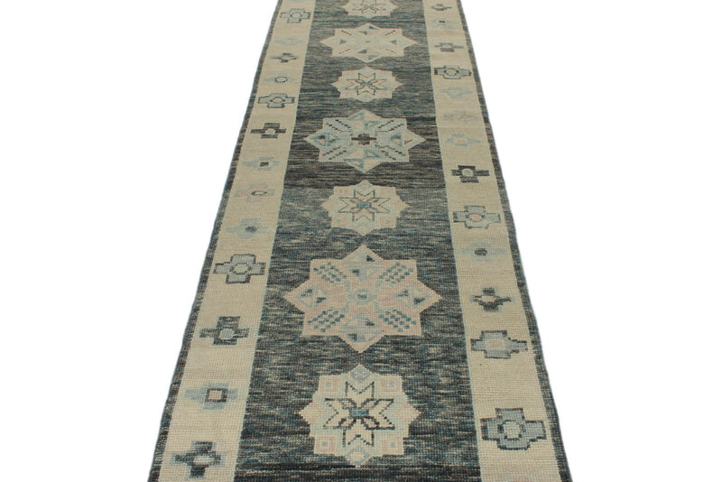 3x17 Gray and Ivory Turkish Oushak Runner