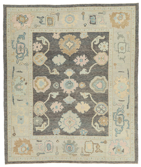 8x10 Gray Turkish Oushak Rug