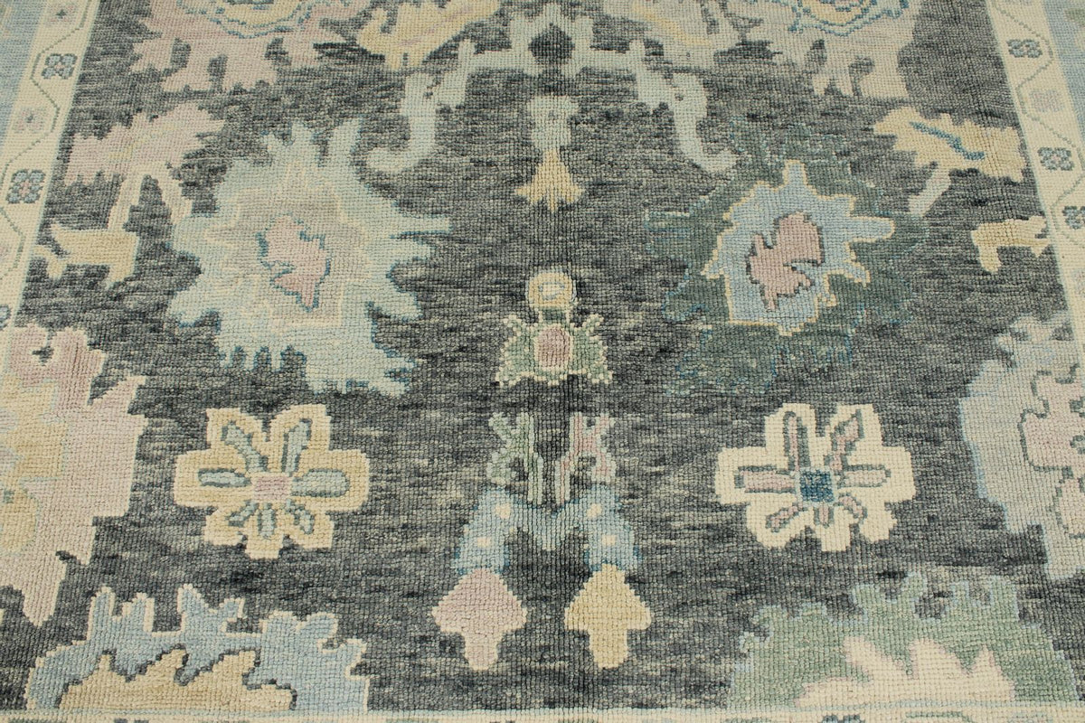 9x10 Gray and Blue Turkish Oushak Rug