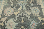 9x10 Gray and Blue Turkish Oushak Rug