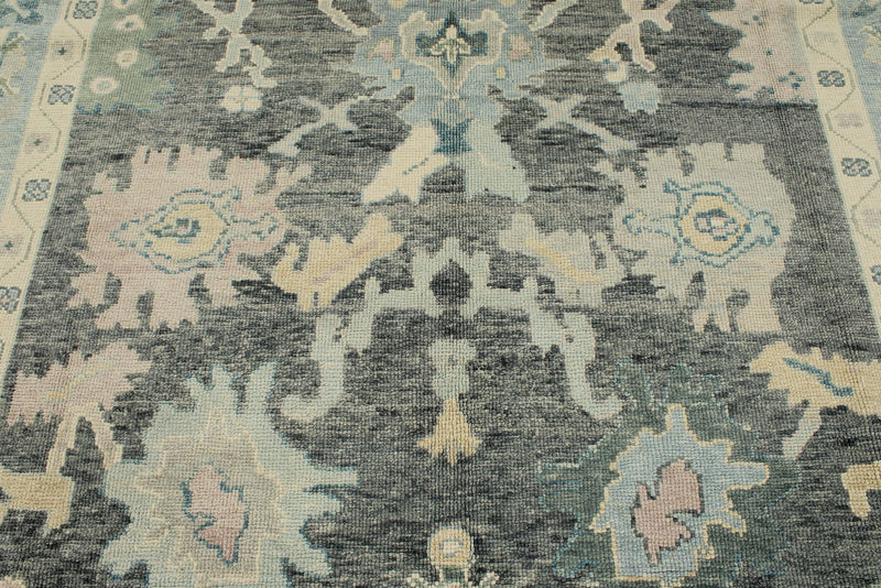 9x10 Gray and Blue Turkish Oushak Rug