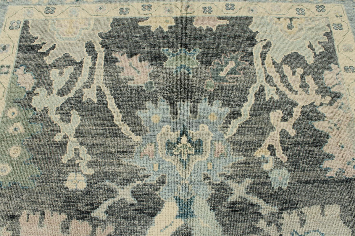 9x10 Gray and Blue Turkish Oushak Rug