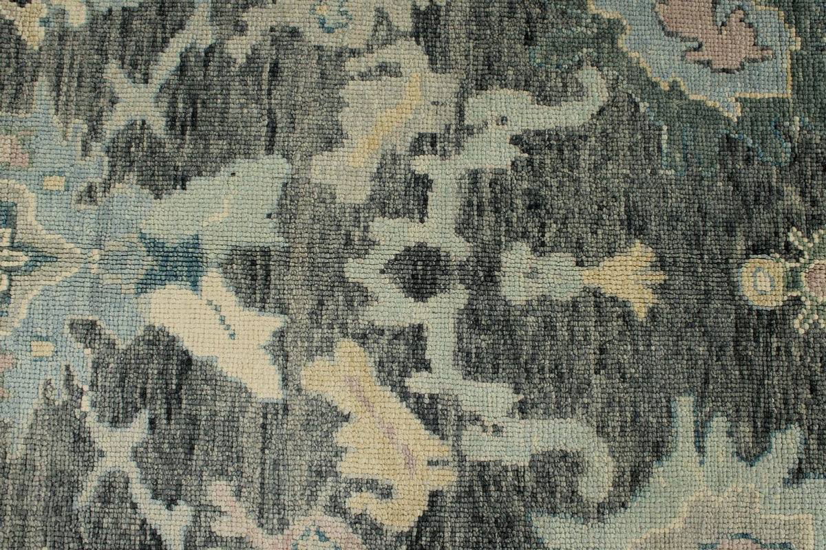 9x10 Gray and Blue Turkish Oushak Rug