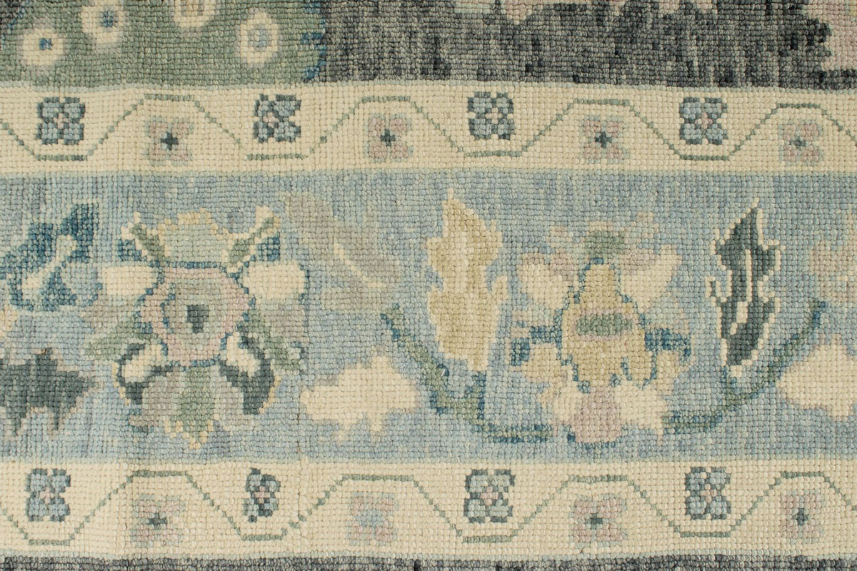 9x10 Gray and Blue Turkish Oushak Rug