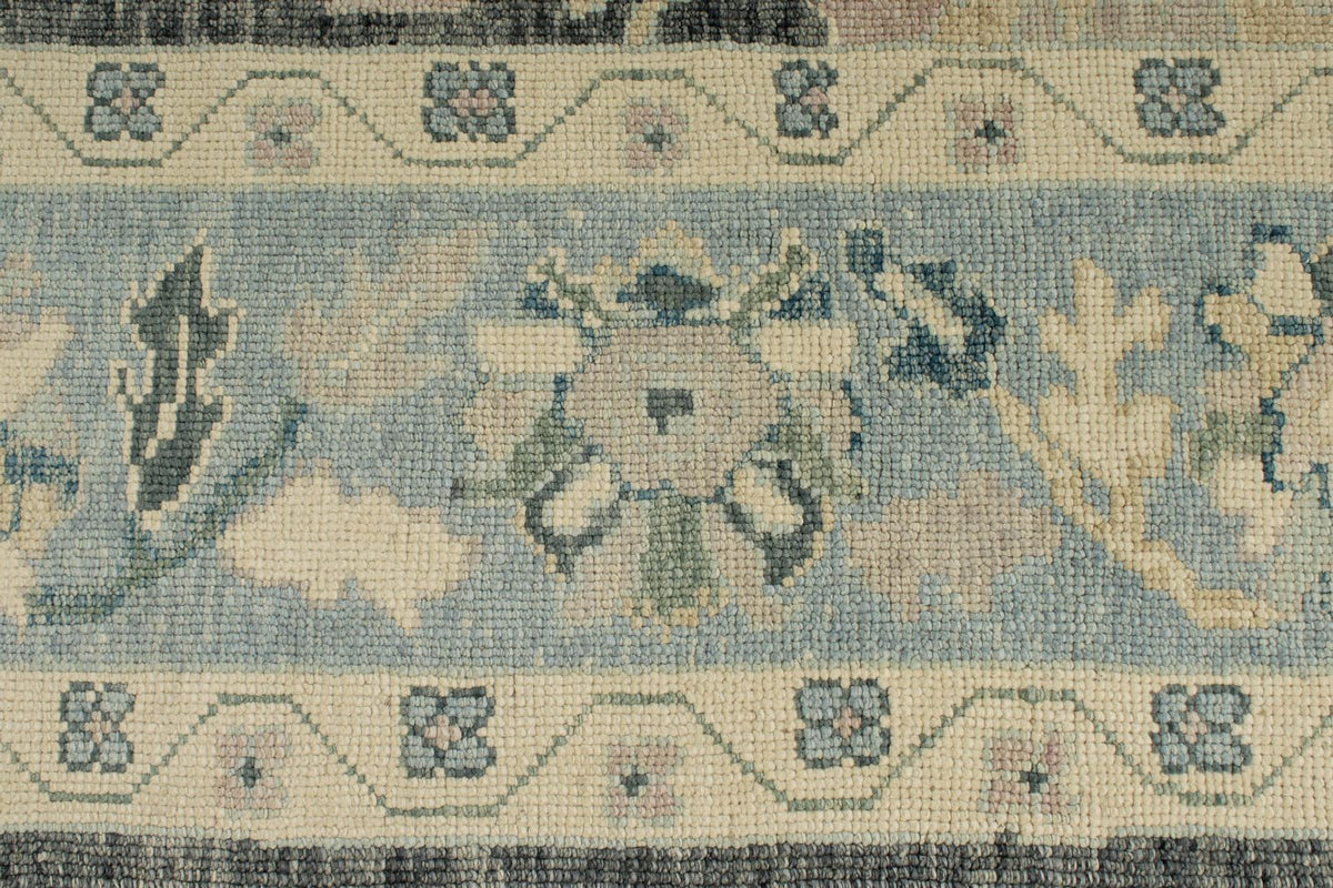 9x10 Gray and Blue Turkish Oushak Rug