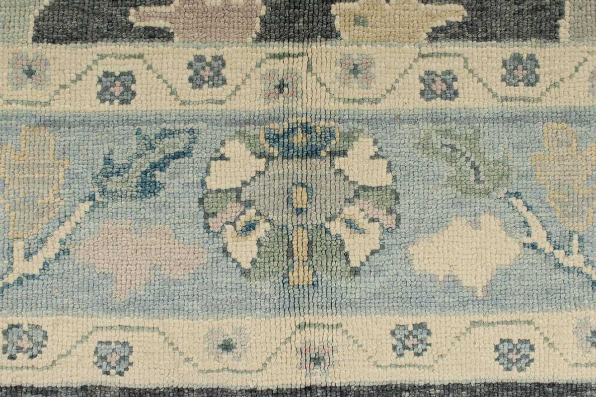9x10 Gray and Blue Turkish Oushak Rug