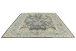 9x10 Gray and Blue Turkish Oushak Rug