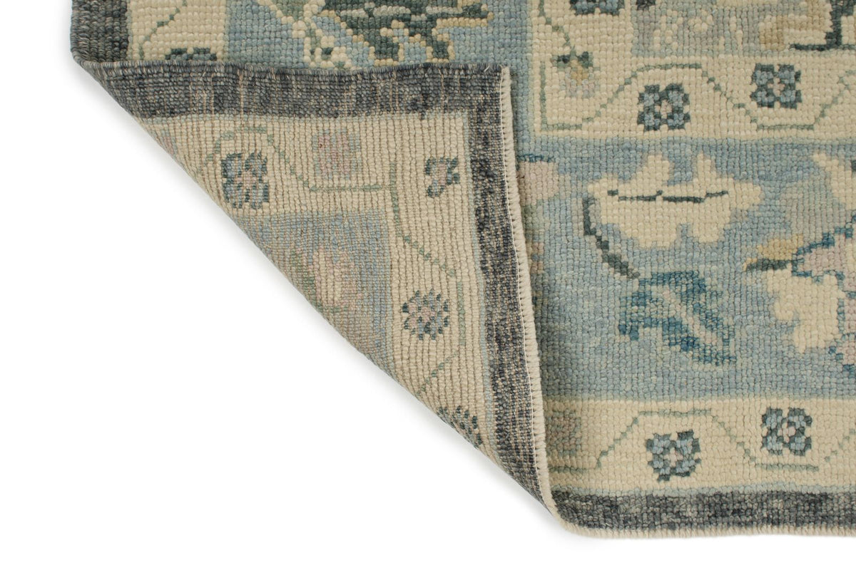 9x10 Gray and Blue Turkish Oushak Rug