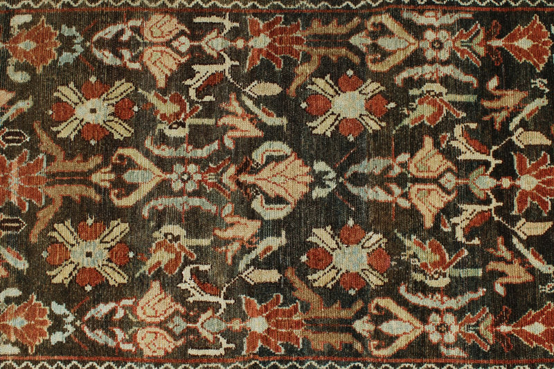 4x12 Brown and Light Blue Persian Tribal Runner