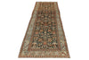 4x12 Brown and Light Blue Persian Tribal Runner