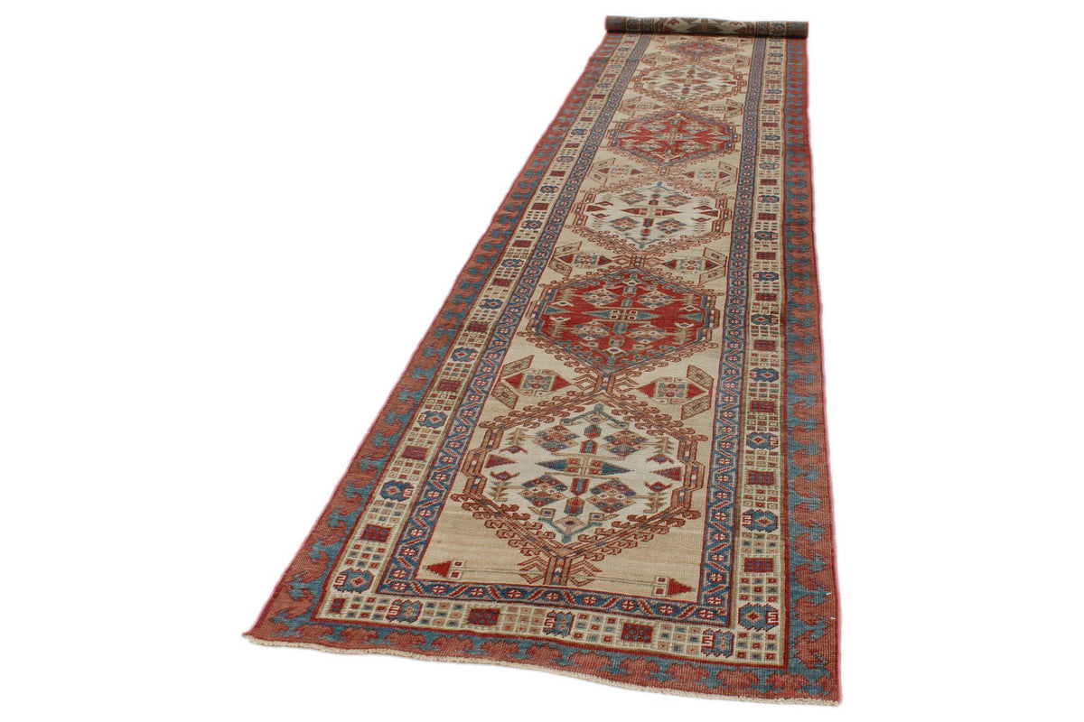 3x15 Ivory and Red Persian Runner