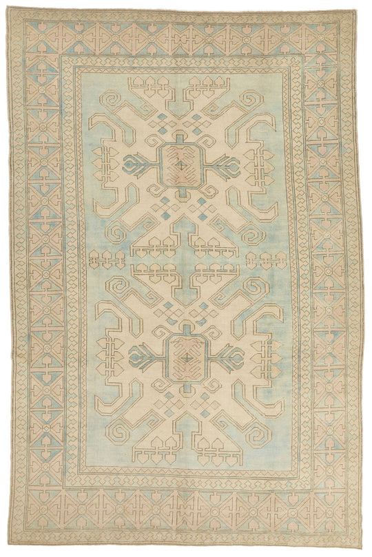 8x12 Blue and Pink Turkish Milas Rug
