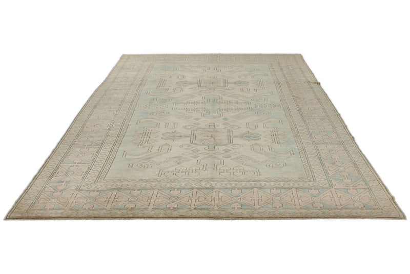 8x12 Blue and Pink Turkish Milas Rug