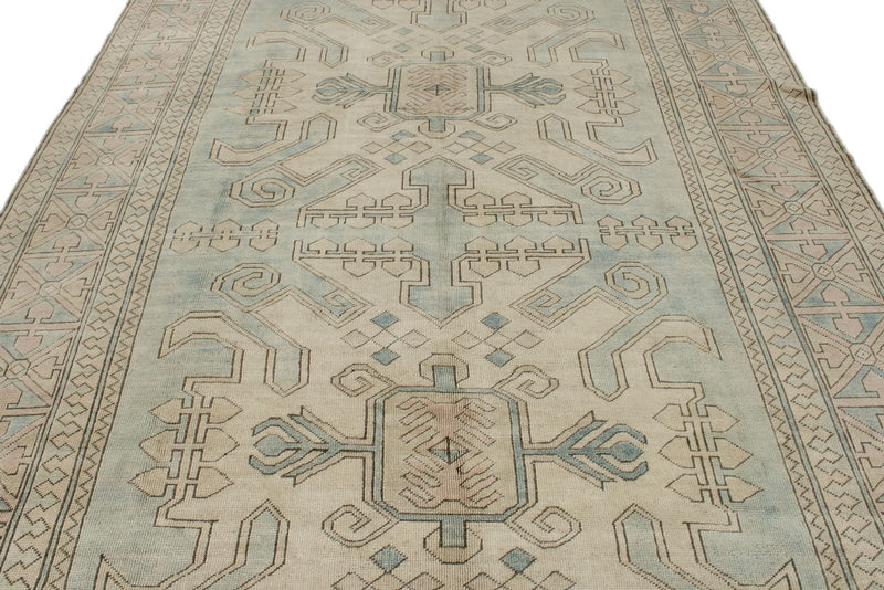 8x12 Blue and Pink Turkish Milas Rug