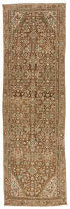 3x10 Light Brown and Brown Turkish Oushak Runner